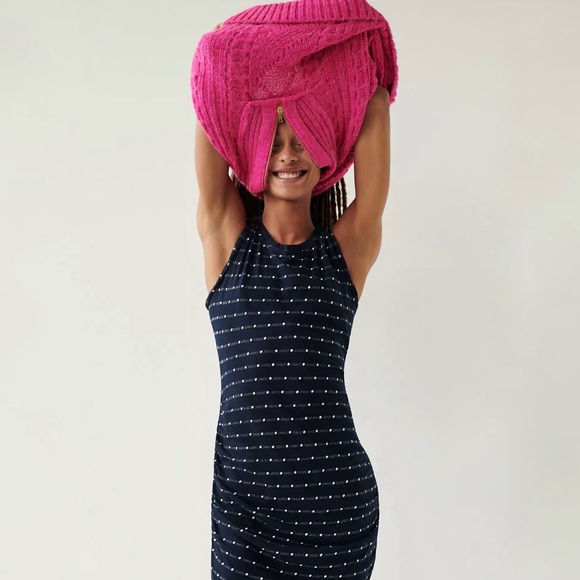 Anthropologie Caryn Black & White Polka Dot Mini Dress - Picture 3 of 12